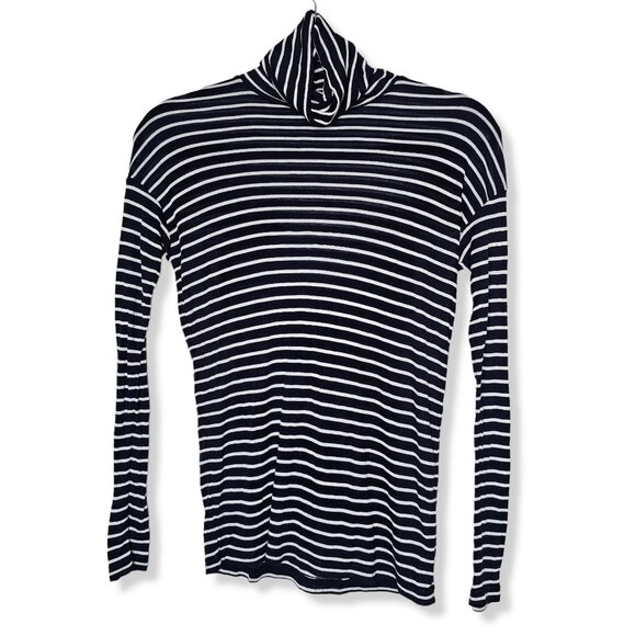 J Crew XXS White Blue Striped Turtleneck Cashmere Lightweight Nautical Fisherman - Picture 1 of 9